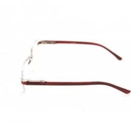 Rectangular Super Lightweight Reading Glasses Free Pouch HalfRim - Shiny Burgundy Crystal - CI12O2811VU $18.73