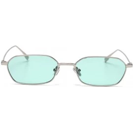 Square Retro Rectangle Sunglasses Women Small Male Sun Glasses for Men Metal Gifts Item - Silver With Green - CH18X2XSHLX $21.18