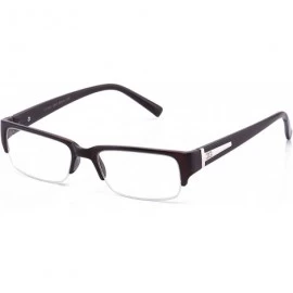 Square Unisex Clear Lens Sleek Half Frame Slim Temple Fashion Glasses - 1841 Super Brown - CJ11T161SJN $18.38