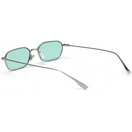 Square Retro Rectangle Sunglasses Women Small Male Sun Glasses for Men Metal Gifts Item - Silver With Green - CH18X2XSHLX $8.53