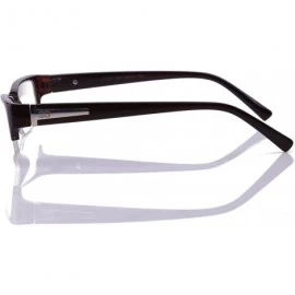 Square Unisex Clear Lens Sleek Half Frame Slim Temple Fashion Glasses - 1841 Super Brown - CJ11T161SJN $9.67