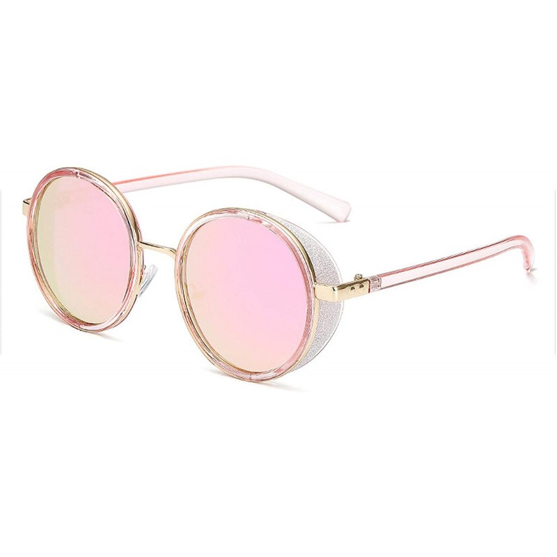 Goggle Gothic Steampunk Round Sunglasses Mujer Mirror Goggle Luxury Fashion Sun Glasses Women Vintage Oculos FeShades - CZ198...