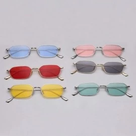 Square Retro Rectangle Sunglasses Women Small Male Sun Glasses for Men Metal Gifts Item - Silver With Green - CH18X2XSHLX $21.18
