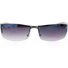 Rimless Rimless Rectangular Designer Fashion Mens Sunglasses - Black Smoke - CB12O2AEGEX $19.25