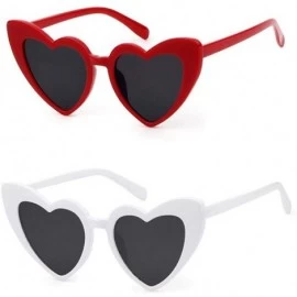 Goggle Love Heart Shaped Sunglasses for Women - Vintage Cat Eye Mod Style Retro Glasses - Redwhite - C118DLK5L3O $27.25