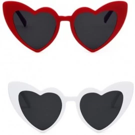 Goggle Love Heart Shaped Sunglasses for Women - Vintage Cat Eye Mod Style Retro Glasses - Redwhite - C118DLK5L3O $14.70