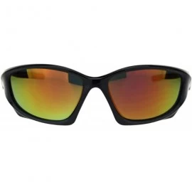 Sport Mens Classic 90s Aerodynamic Plastic Sport Warp Around Sunglasses - Black Orange Fuchsia Mirror - CA18RRQZL9M $10.77