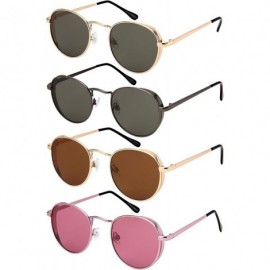 Round Small Vintage Round Oval Sunglass With Flat Lens for Men Women 5157-FLSD - C618OKC2T5L $11.56
