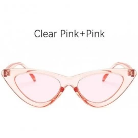 Cat Eye Fashion Sunglasses Vintage Triangular Glasses - Clear Pink Pink - C0199D4ZHNI $31.96