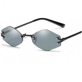 Rimless Tiny Sunglasses Women Accessories Rimless Hexagonal Sun Glasses For Men Unisex - Full Black - CI18KG829I3 $20.34