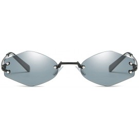 Rimless Tiny Sunglasses Women Accessories Rimless Hexagonal Sun Glasses For Men Unisex - Full Black - CI18KG829I3 $11.89