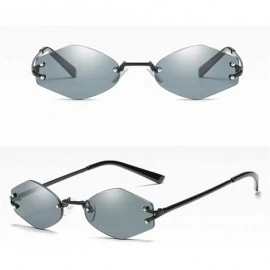 Rimless Tiny Sunglasses Women Accessories Rimless Hexagonal Sun Glasses For Men Unisex - Full Black - CI18KG829I3 $11.89