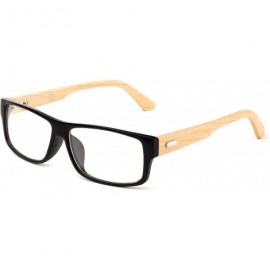Square "Kayden" Retro Unisex Plastic Fashion Clear Lens Glasses - Bamboo Matte Black - CA12NEVMBG7 $26.70