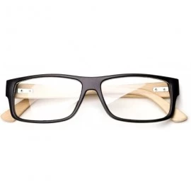 Square "Kayden" Retro Unisex Plastic Fashion Clear Lens Glasses - Bamboo Matte Black - CA12NEVMBG7 $10.99