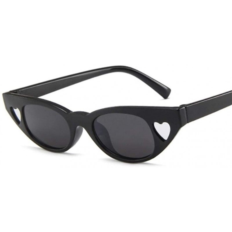 Cat Eye Cat Eye Sunglasses Women Small Love Vintage Sun Glasses For Ladies Retro Color Lens - Blackwhite - CP199QDKXGS $7.42