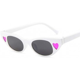 Cat Eye Cat Eye Sunglasses Women Small Love Vintage Sun Glasses For Ladies Retro Color Lens - Blackwhite - CP199QDKXGS $7.42