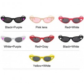 Cat Eye Cat Eye Sunglasses Women Small Love Vintage Sun Glasses For Ladies Retro Color Lens - Blackwhite - CP199QDKXGS $7.42