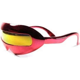 Wrap Alien Space Robot Party Costume Futuristic Novelty Mirrored Sunglasses - Red - C8189AMKRND $12.88