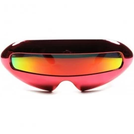 Wrap Alien Space Robot Party Costume Futuristic Novelty Mirrored Sunglasses - Red - C8189AMKRND $12.88