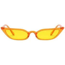 Oval Ladies Vintage Cat Eye Small Frame Eyewear Sunglasses - Yellow - C018EWYA3KZ $14.78