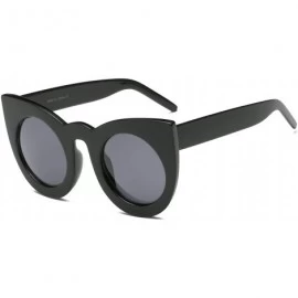 Goggle Women Round Cat Eye Oversized Fashion Sunglasses - Black - CW18WTI7MNQ $17.76