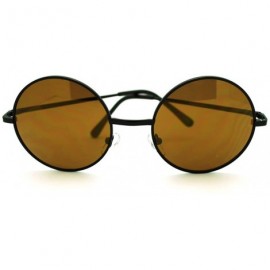 Round Round Circle Sunglasses Thin Metal Frame Multicolor Lens - Black - CB1860659GN $11.89