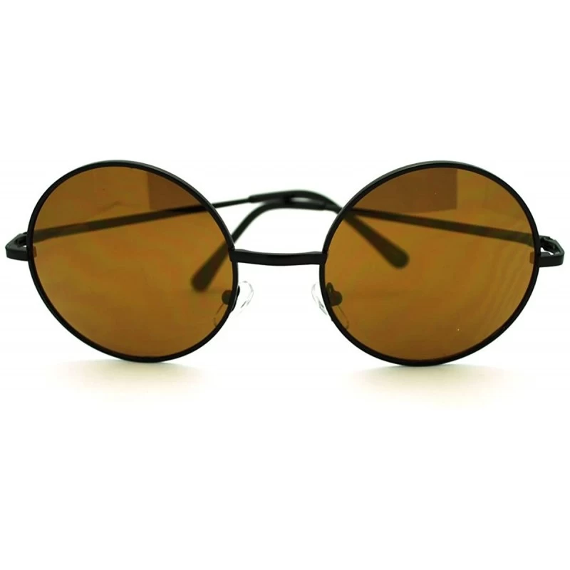 Round Round Circle Sunglasses Thin Metal Frame Multicolor Lens - Black - CB1860659GN $11.89