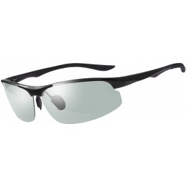 Semi-rimless Men's Photochromic Polarized Sunglasses Day and Night Driving Sports Glasses - 8003 Black - C9192DUWZ9U $48.02