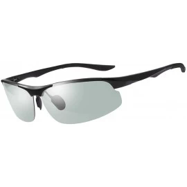 Semi-rimless Men's Photochromic Polarized Sunglasses Day and Night Driving Sports Glasses - 8003 Black - C9192DUWZ9U $22.66
