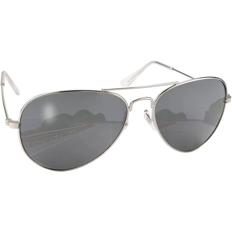 Aviator Aviator Sunglasses (Silver Frame/Smoke Lens) - C411BXSG509 $10.74