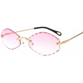 Oval Polarized Sunglasses Rimless Protection Glasses - Pink - CT18TNCAQI6 $33.25