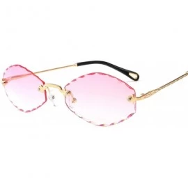 Oval Polarized Sunglasses Rimless Protection Glasses - Pink - CT18TNCAQI6 $16.17