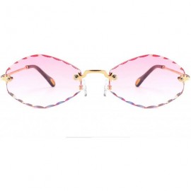Oval Polarized Sunglasses Rimless Protection Glasses - Pink - CT18TNCAQI6 $16.17
