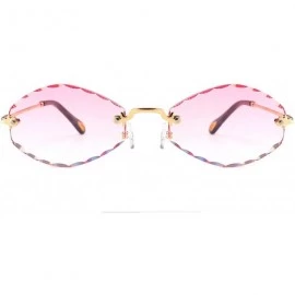 Oval Polarized Sunglasses Rimless Protection Glasses - Pink - CT18TNCAQI6 $16.17
