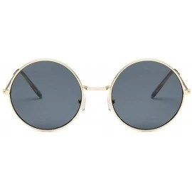 Round Gold Wire Frame Tinted Lens Retro Round Sunglasses Small Size - Gold - CR18KL80ZEM $9.42