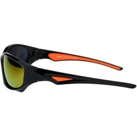 Sport Mens Classic 90s Aerodynamic Plastic Sport Warp Around Sunglasses - Black Orange Fuchsia Mirror - CA18RRQZL9M $10.77