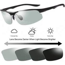 Semi-rimless Men's Photochromic Polarized Sunglasses Day and Night Driving Sports Glasses - 8003 Black - C9192DUWZ9U $22.66