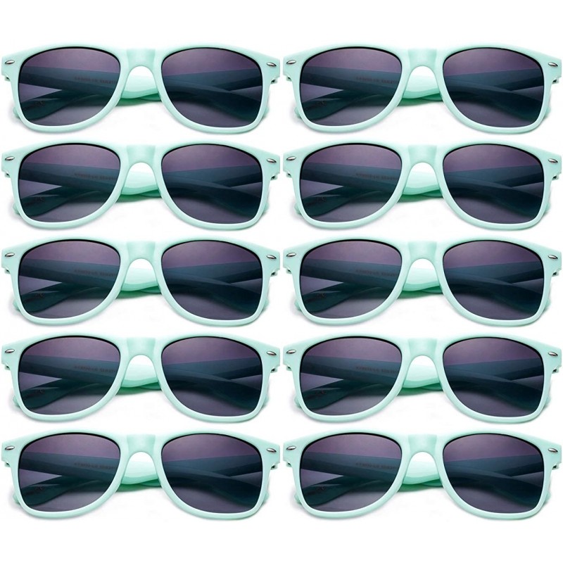 Wayfarer 80's Classic Blue Brothers Horn Rimmed Style Retro Colors Packs Vintage Retro Sunglasses (10 PACK) - CN18RYOK5IQ $17.33