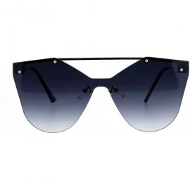 Rectangular Womens Retro Futuristic Rimless Butterfly Shield Sunglasses - Gold Smoke - CQ18L3NLM2O $22.88