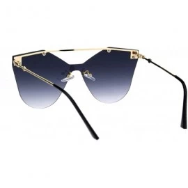 Rectangular Womens Retro Futuristic Rimless Butterfly Shield Sunglasses - Gold Smoke - CQ18L3NLM2O $12.64