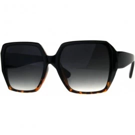 Square Womens Designer Style Sunglasses Oversized Square Retro Chic Fashion UV 400 - Black Tortoise (Smoke) - CU18C564XOO $22.64
