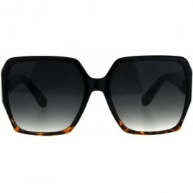 Square Womens Designer Style Sunglasses Oversized Square Retro Chic Fashion UV 400 - Black Tortoise (Smoke) - CU18C564XOO $12.55