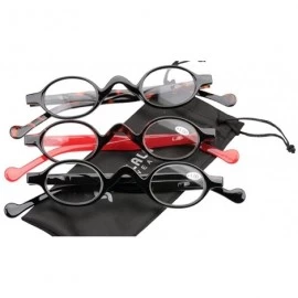 Oval 3 Pairs Cute Small Round Plastic Spring Heeled Magnifying Reading Glasses - 3 Pairs Mixed Colors - C812GWXF7QR $10.67