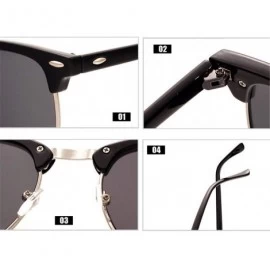 Oval Semi-Rimless Sunglasses Women Men Polarized Retro Eyeglasses - C15 Brown - CX194O7SZN2 $17.94
