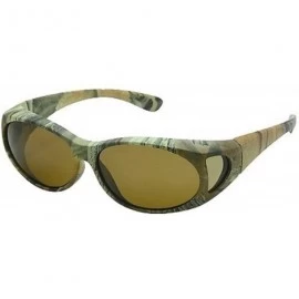 Wrap Unisex Polarized Fit Over Camouflage Sunglasses Wear Over Eyeglasses - Green Camo - CG12IF2Y1FV $24.37