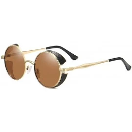 Round 2020 new round frame polarizer retro fashion classic punk sunglasses unisex - Tea - CI190GUWZXA $11.71