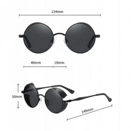 Round 2020 new round frame polarizer retro fashion classic punk sunglasses unisex - Tea - CI190GUWZXA $11.71