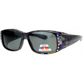 Butterfly Womens Polarized Fit Over Glasses Sunglasses Rhinestones Floral Prints - Butterfly - CZ188ON32OE $26.33
