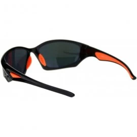 Sport Mens Classic 90s Aerodynamic Plastic Sport Warp Around Sunglasses - Black Orange Fuchsia Mirror - CA18RRQZL9M $18.60