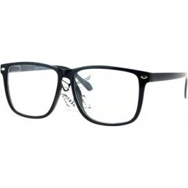 Rectangular Mens Classic Thin Plastic Horned Rim Hipster Sunglasses - Clear Lens Black - CL12NZI55KU $18.25